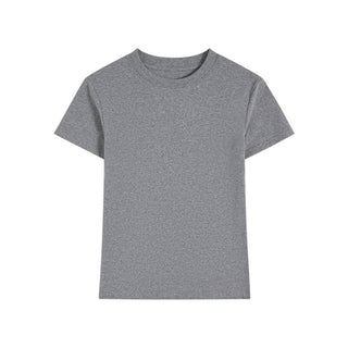 Essential basic plain fitted cotton blend crewneck tee: White / M