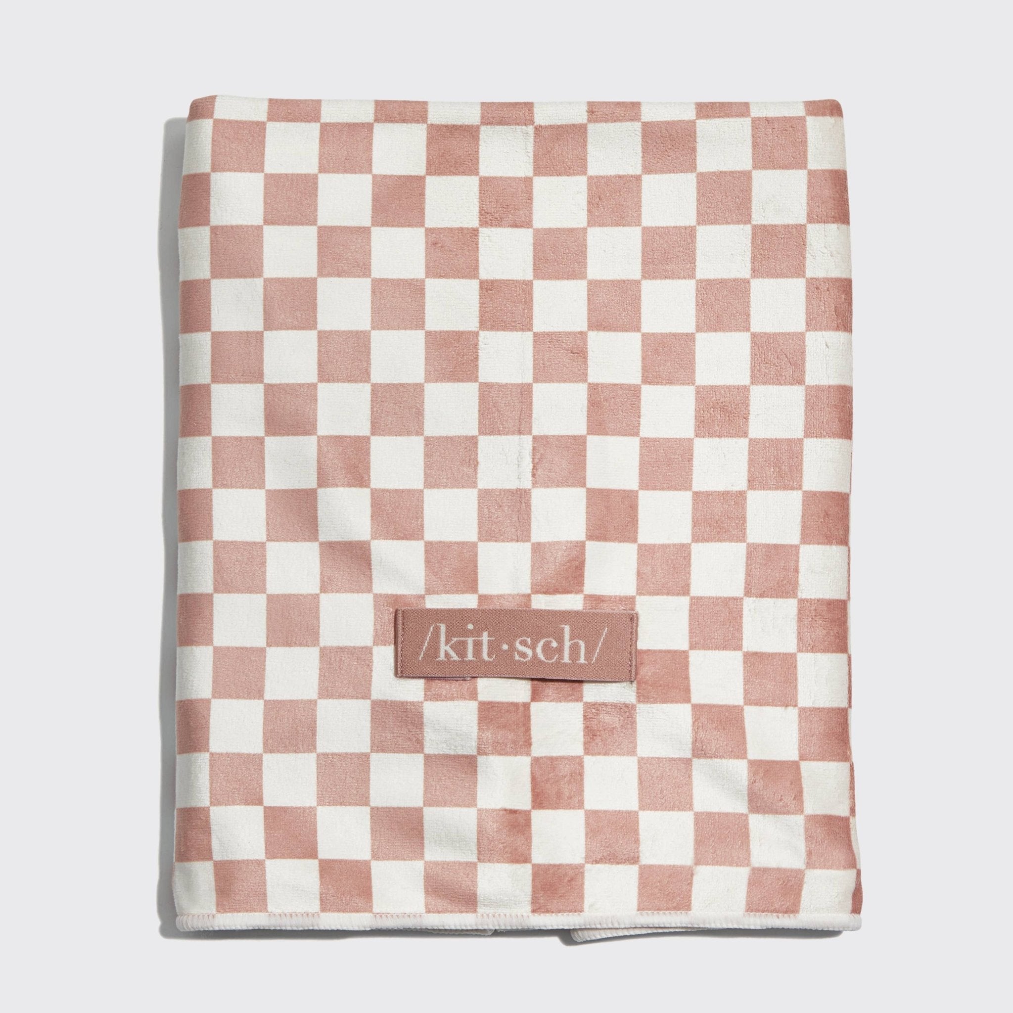 Extra Large Quick-Dry Hair Towel Wrap- Terracotta Checker - cantiqLA