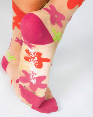 Flower Sheer Ankle Sock by Hannah Packer: Pink / OSFA