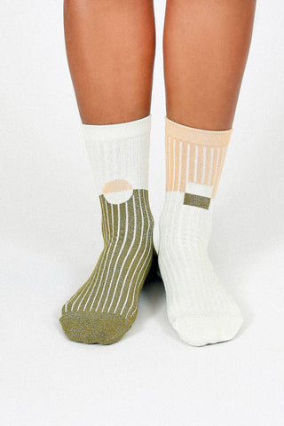 Casey Shimmer Ankle Sock: Seafoam