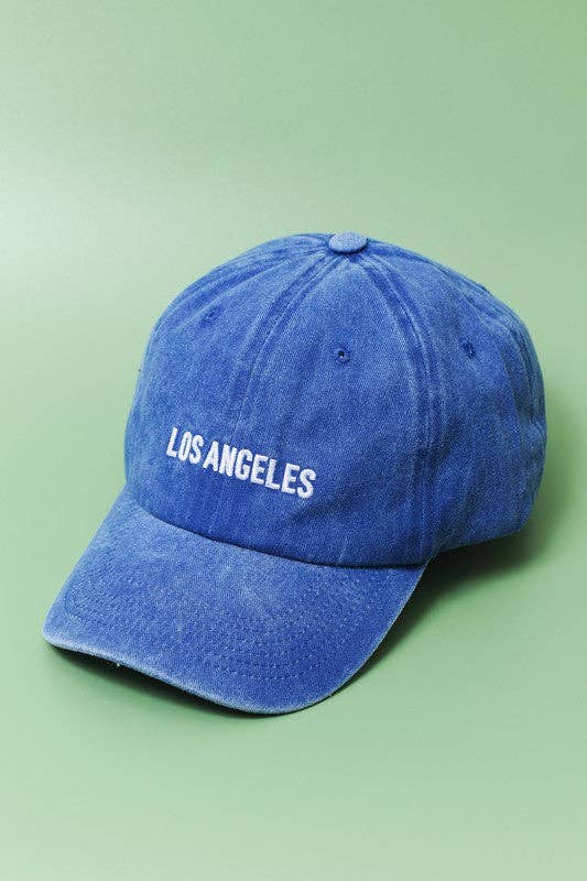 LOS ANGELES NEW YORK BASEBALL CAP HAT | 90HW101: LA WASHED BLUE - cantiqLA