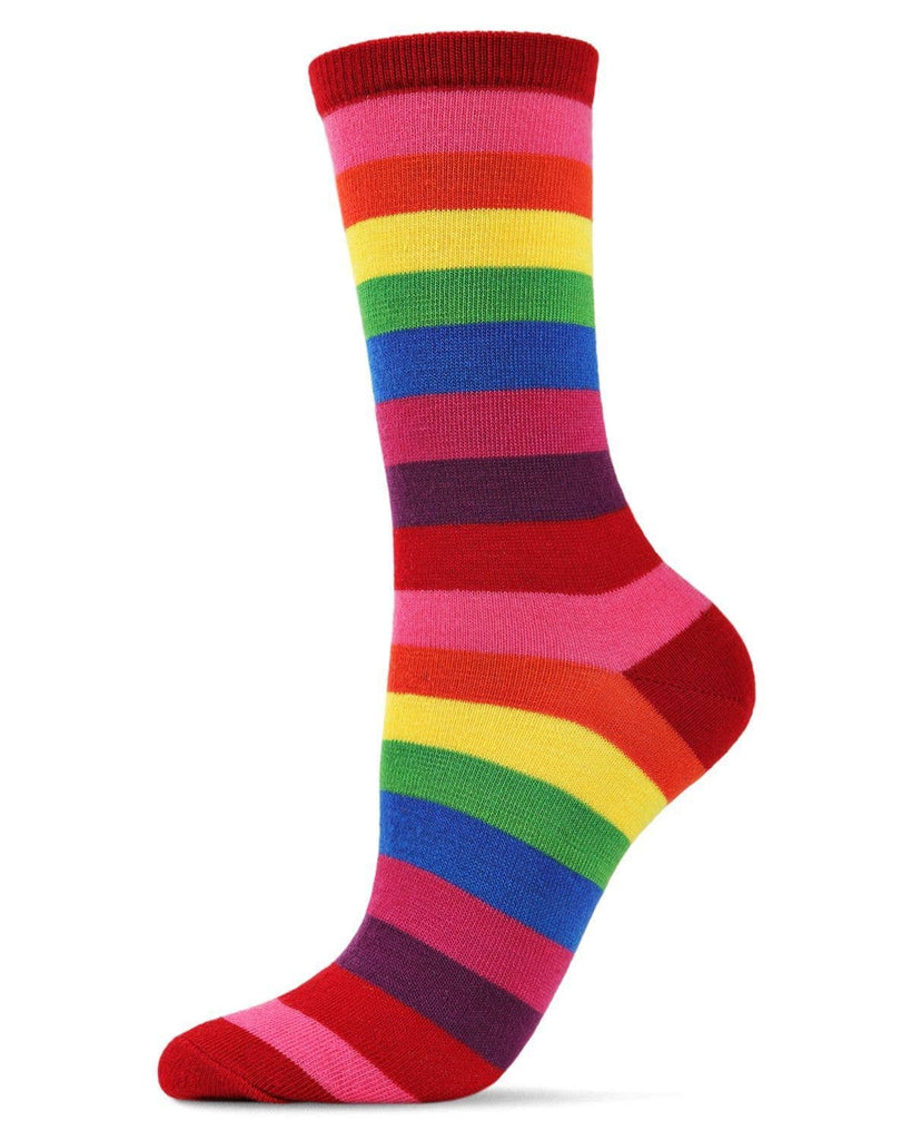 Rainbow Stripe Crew Socks: Multi / 9 - 11 - cantiqLA