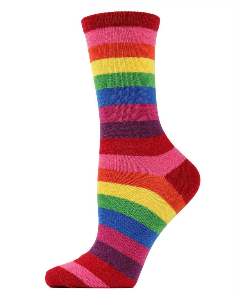 Rainbow Stripe Crew Socks: Multi / 9 - 11 - cantiqLA