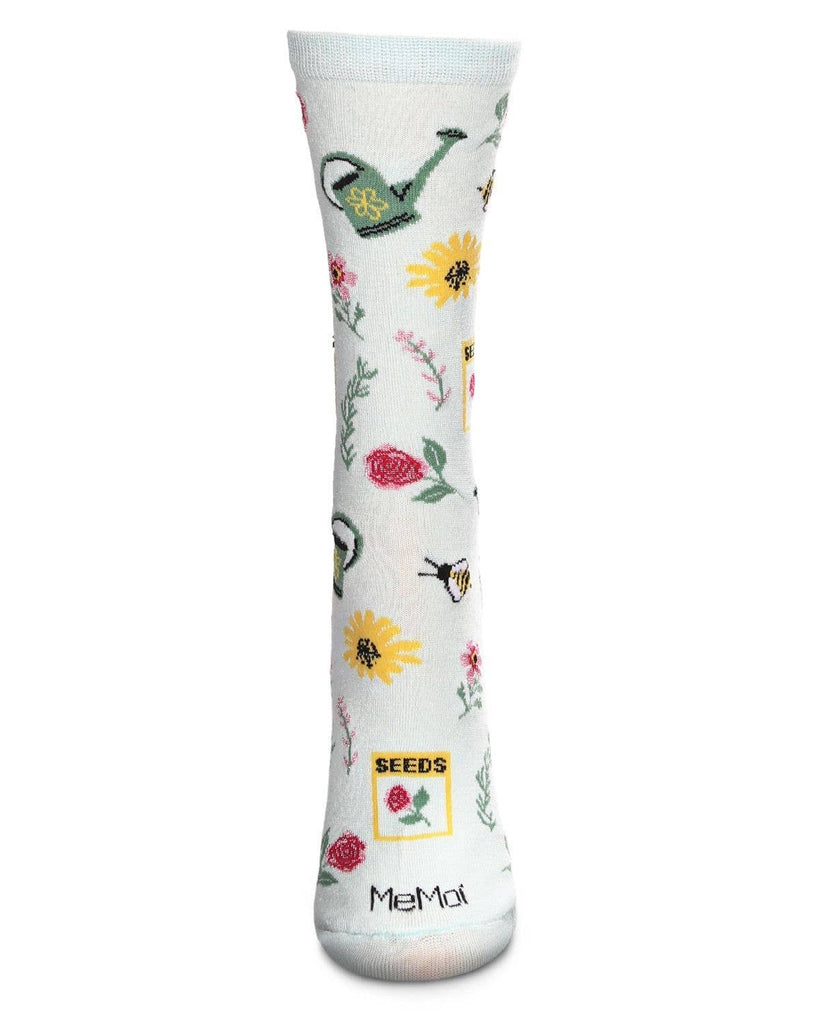 Flower Garden Bamboo Blend Crew Sock: 9-11 / Lichen - cantiqLA