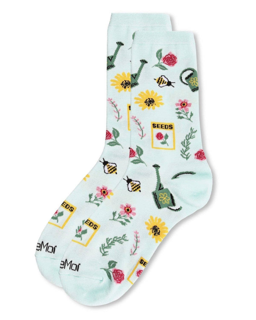 Flower Garden Bamboo Blend Crew Sock: 9-11 / Lichen - cantiqLA