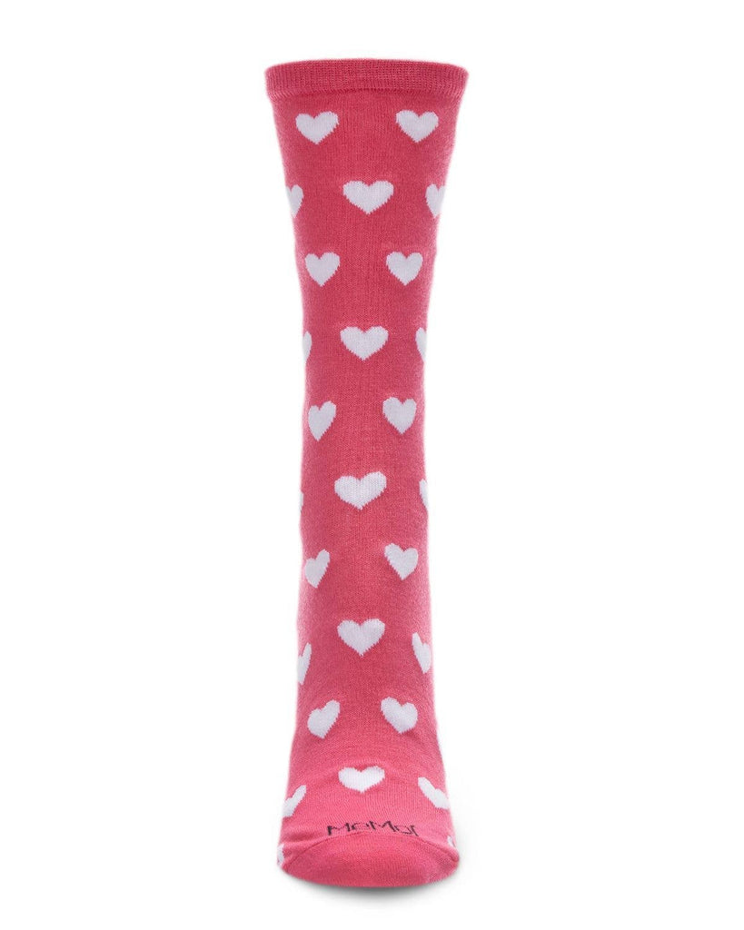 Hearts Bamboo Blend Crew Socks: 9-11 / Pink - cantiqLA