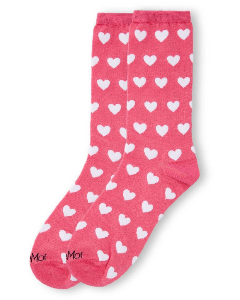 Hearts Bamboo Blend Crew Socks: 9-11 / Pink - cantiqLA