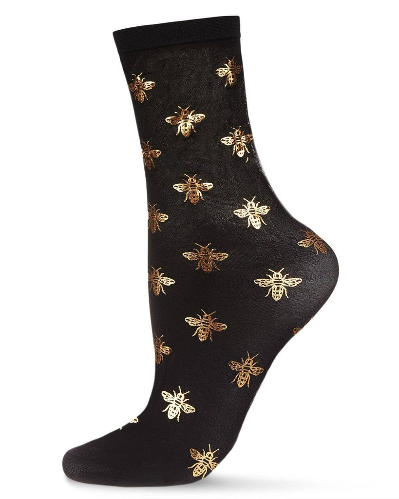 MeMoi Be Sheer Fashion Crew Sock: OS / Black - cantiqLA