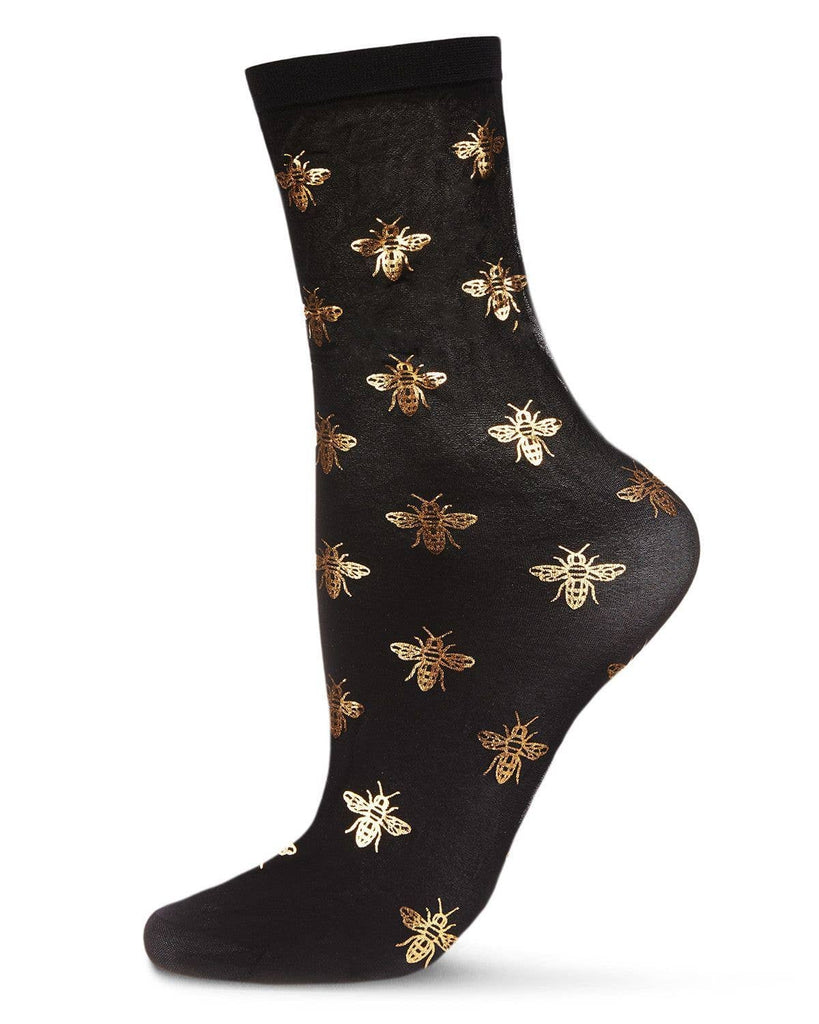 MeMoi Be Sheer Fashion Crew Sock: OS / Black - cantiqLA