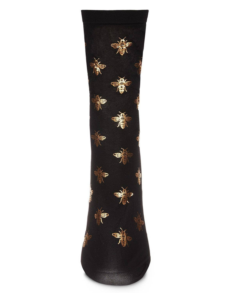 MeMoi Be Sheer Fashion Crew Sock: OS / Black - cantiqLA