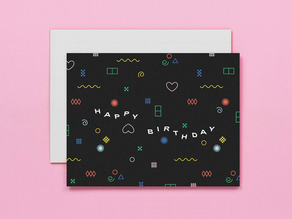 Neon Lights Pattern Happy Birthday Card - cantiqLA