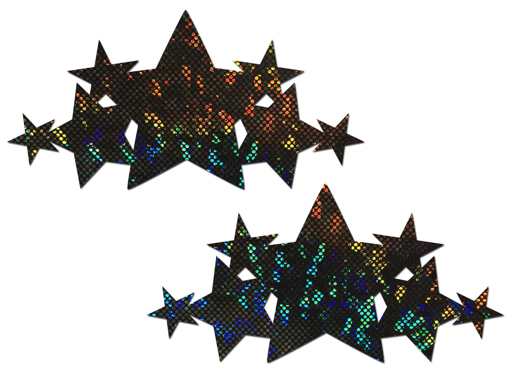 Pastease Demi: Shattered Glass Glitter Black Star Pasties - cantiqLA