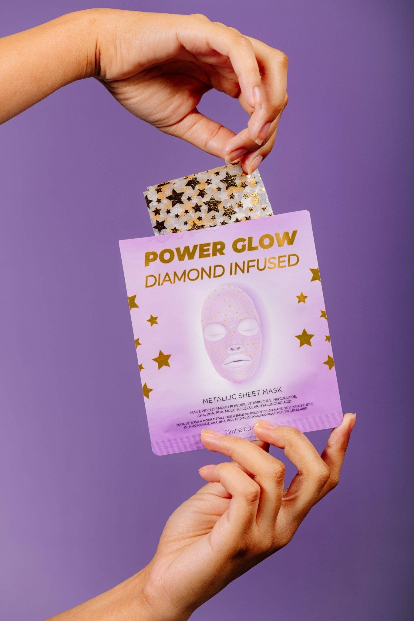 Power Glow Diamond Infused Metallic Face Sheet Mask 💎 - cantiqLA