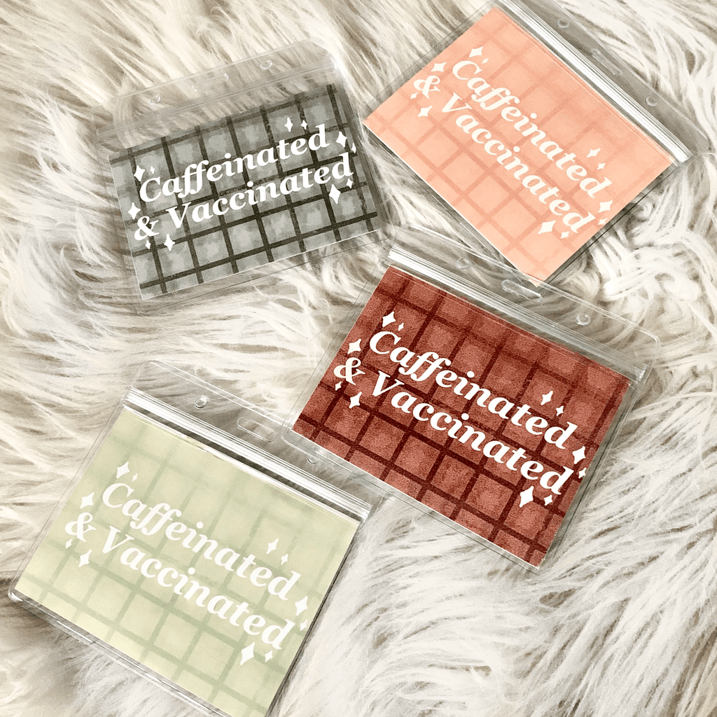 Vaccine Card Holder - Caffeinated & Vaccinated (GREY) - cantiqLA